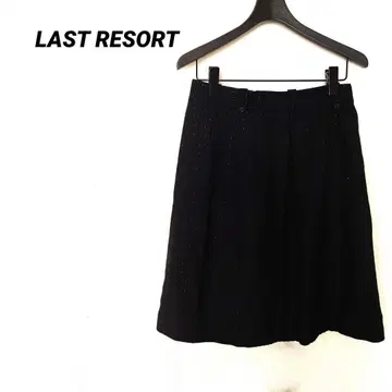 3788K 라스트 리조트 울 80% 무릎 기장 스커트 블랙 L 가을/겨울