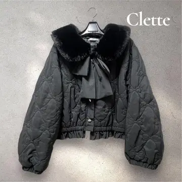 [ 새상품급 ] Clette 쿠레트 퍼 리본 포함 퀼트 자켓 블랙 5L
