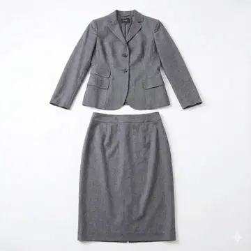 [ 최고급 ] AKRIS 울 100% 스커트 수트 그레이 38