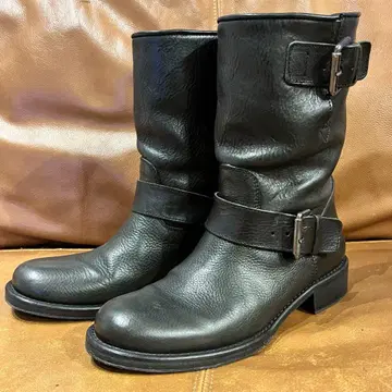 천연 가죽 파비오 루스코니 엔지니어 부츠 24.0 블랙 더블 버클