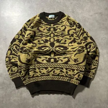 빈티지 올 패턴 기하학 무늬 아트 패턴 케이블 니트 스웨터