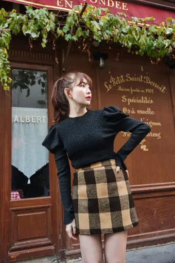 herlipto Volume-Sleeve Glitter Knit Top