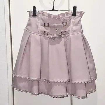 LIZLISA 2단 리본 벨트 치마바지 핑크 양산형