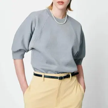 N.O.R.C 노크 맨투맨 라이크 니트 그레이 상의