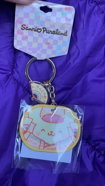 새상품 산리오 퓨로랜드 한정판 일본풍 패턴 디자인 와펜 참 폼폼푸딩