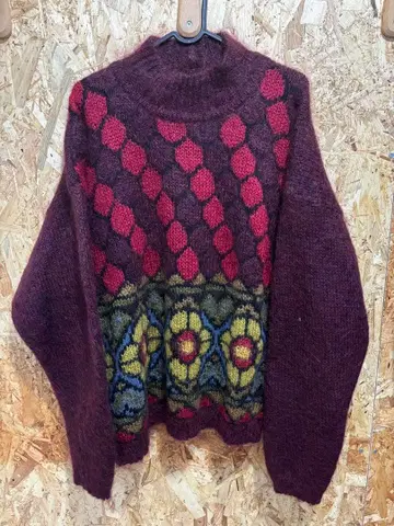 90s JEANNE PIERRE 버건디 모헤어 니트 사이즈 L