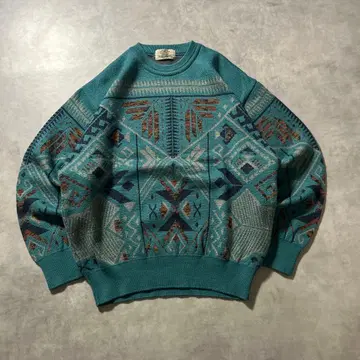 빈티지 올 패턴 기하학 아트 패턴 레트로 디자인 니트 스웨터