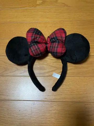 디즈니 빨간 체크 머리띠