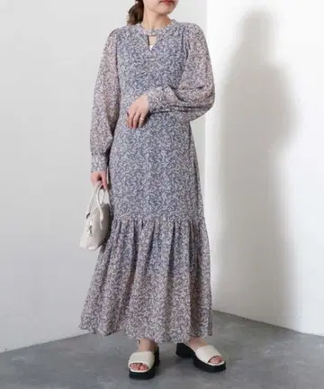 archives 프론트 오픈 꽃무늬 티어드 원피스