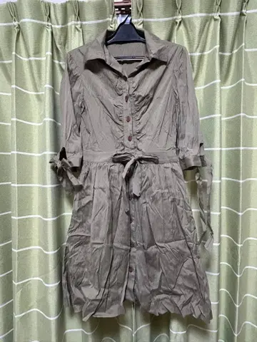 M'sGRACY 카키 긴팔 셔츠 원피스