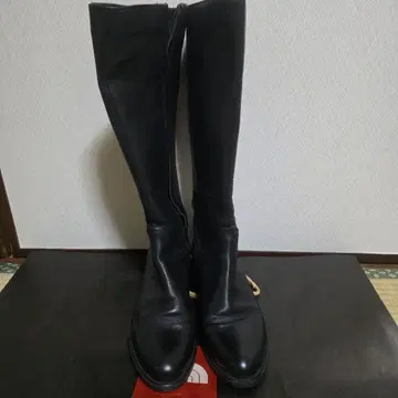 블랙 가죽 롱 부츠