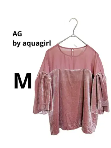 아쿠아걸 핑크 벨벳 시어 오부 소매 상의 걸리시
