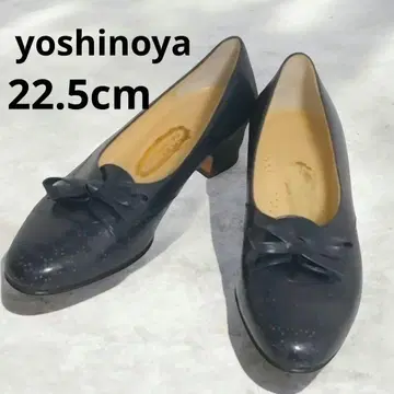 yoshinoya 네이비 리본 포함 가죽 신발 22.5cm