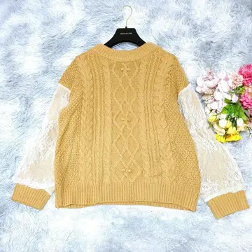 컨디션 최상 엑시즈팜 소매 레이스 모크넥 니트 프리 사이즈