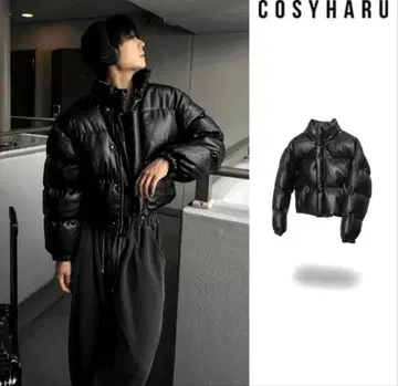 COSYHARU 크롭 다운 자켓 블랙