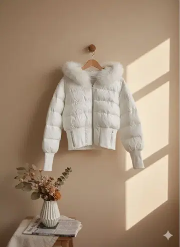 슬림 허리 숏 다운 화이트