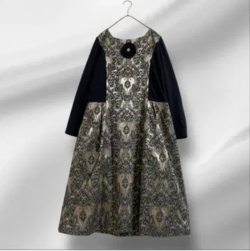 빅 사이즈! super Beauty/까멜리아 모티브 고급 원피스 44