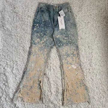 새상품 moussy 디스트로이 가공 플레어 데님 팬츠