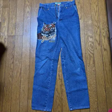 호랑이 자수 스트레이트 데님