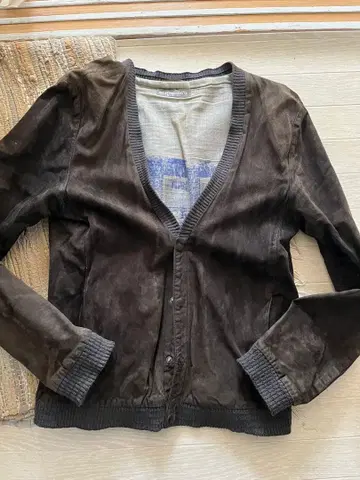 [레어] 미트 패킹 d 다크 브라운 가죽 자켓 가디건