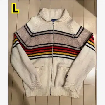 OFFSHORE 오프쇼어 풀 집업 니트 스웨터 보더 L 아메카지