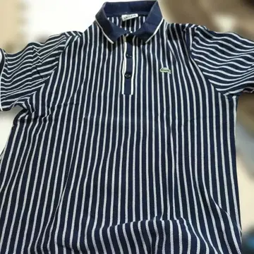 LACOSTE 네이비 스트라이프 피케 셔츠