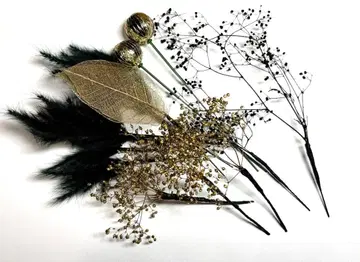 성인식 머리 장식 그린 블랙 금