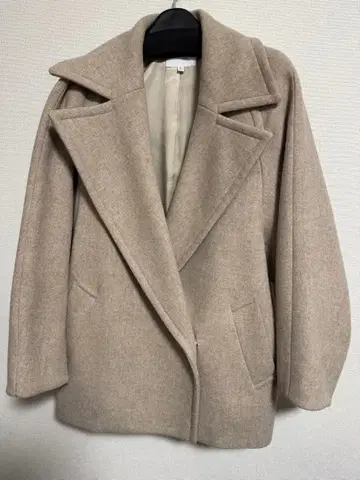 베이지 오버 사이즈 더블 브레스트 코트