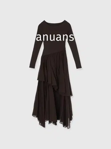 [가격표 포함] anuans 보트넥 불규칙 헴 도킹 니트 원피스