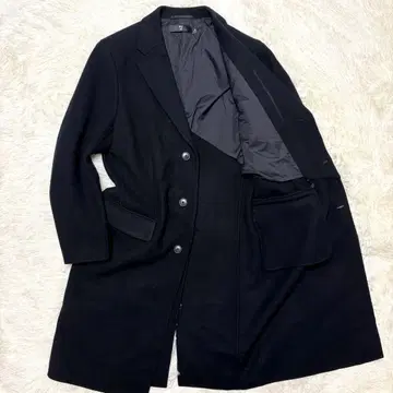 유니클로 질 샌더 체스터 코트 울 블렌드 M 롱 블랙