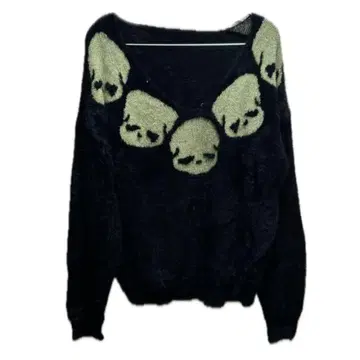 스컬 해골 니트 스웨터 Y2K 헤이세이 펑크 그런지 시크 스타일