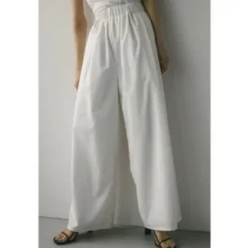 STYLEMIXER 개더 릴랙스 와이드 팬츠 M 아이보리 화이트
