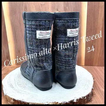 [ 새상품급 ] 칼리시모알테 해리스 트위드 콤비 숏부츠 천연 가죽 24
