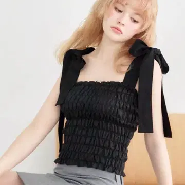 andmary May shirring tops black