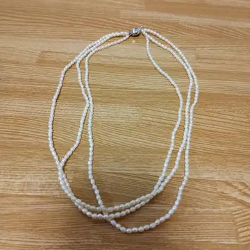 진주 3연 목걸이 화이트