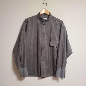 UJOH 우죠 스트라이프 스탠드 칼라 셔츠 자켓 블루종