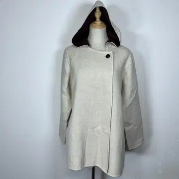 ensuite 사이즈 3 후드 부착 울 혼방 코트 안감 배색