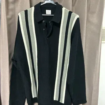 인 스트라이프 니트 스웨터 블랙