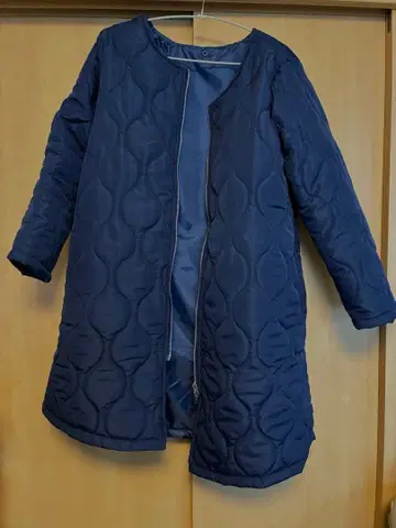 네이비 퀼팅 롱 자켓