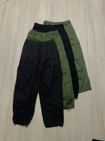 카고 팬츠 4개 세트 블랙 카키 네이비