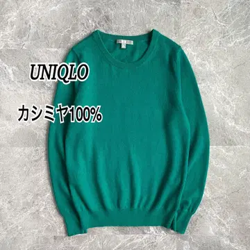 여성용 유니클로 캐시미어 100% 크루넥 스웨터 긴팔 니트 M