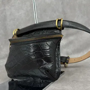 니노셀루티 메디슨백 벨트 파우치 악어 엠보싱 가죽 블랙