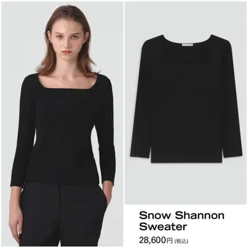 새상품 theory luxe 25AW 스퀘어 넥 풀오버 블랙 40