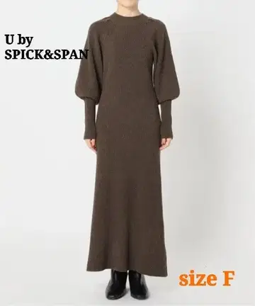 U by SPICK&SPAN 래글런 리브 니트 원피스 롱 기장 F