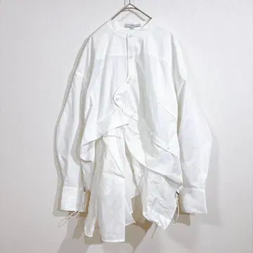 UN3D. 아웃리드 패턴 믹스 셔츠 비대칭 화이트 셔츠