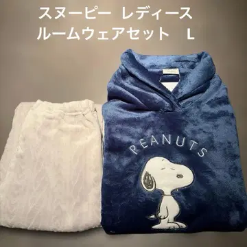 [ 새상품 ] PEANUTS 스누피 플리스 룸웨어 세트 네이비