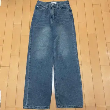 FREE'S MART 스트레이트 데님 하이웨스트 인디고 블루