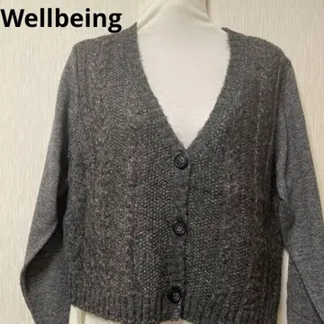 Wellbeing 그레이 니트 가디건 케이블 무늬 사이즈 3