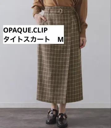 OPAQUE.CLIP 체크 트위드 타이트 스커트 M