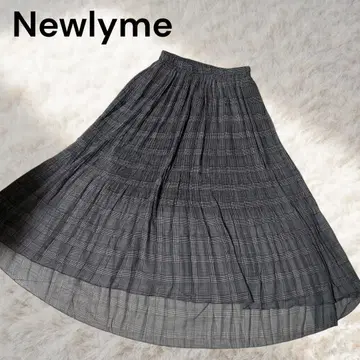 [택 포함] Newlyme 체크 무늬 롱 스커트 M 허리밴딩
